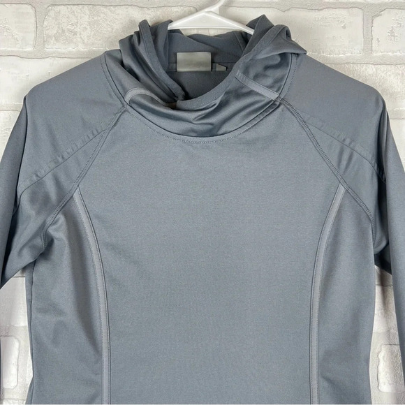 🩶 Athleta Medium Hoodie Plush Tech Running Pullover Hooded Sweater 138249 Gray - Picture 2 of 13